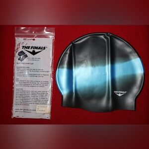The Finals Vintage Silicone Black And Blue Swim Cap. Pre-Owned-Like New. Unisex.